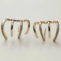 PolluxCraft Gold-Plated Zircon Studded Contemporary Korean Studs-image-0