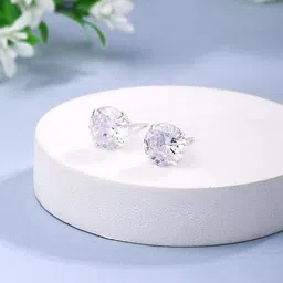 Yellow Chimes 92.5 Sterling Silver Zircon Studded Stud Earrings-picture-16