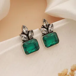 Saraf RS Jewellery Silver-Plated Square Studs Earrings image 1