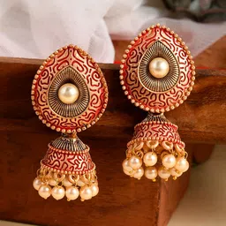 AQUASTREET Gold-Plated Meenakari Beaded Jhumkas-picture-29