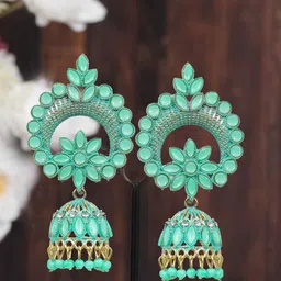 Crunchy Fashion Gold-plated Classic Jhumkas Earrings-picture-11