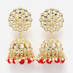 Anouk Gold-Plated Dome Shaped Jhumkas image 1