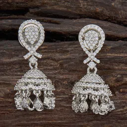 Kushal's Fashion Jewellery Rhodium-Plated Dome Shaped Jhumkas-picture-19