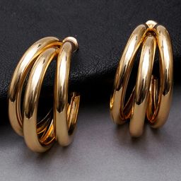 KARATCART Gold-Plated Handcrafted Hoop Earrings-picture-6