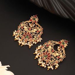 Saraf RS Jewellery Gold-Plated American Diamond Studded Chandbalis-picture-43