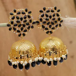 Crunchy Fashion Gold Plated Contemporary Jhumkas Earrings image 1