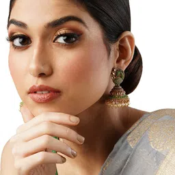 Anouk Gold-Toned Gold-Plated Contemporary Jhumkas-image-47