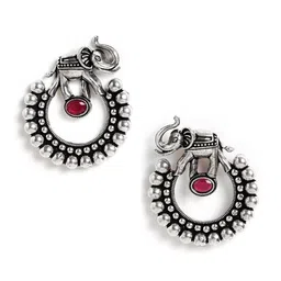 EL REGALO Silver-Plated Circular Studs Earrings image 1