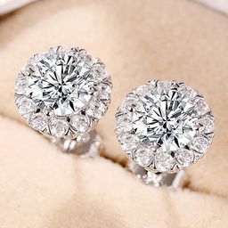 Designs & You Silver Plated American Diamond Studded Circular Studs Earrings-picture-20
