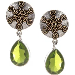 Bamboo Tree Jewels Silver-Toned Diamond Shaped Drop Earrings-picture-34