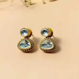 ABDESIGNS Gold Plated Classic Kundan Studded Drop Earrings-picture-19