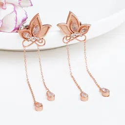 JOKER & WITCH Rose Gold Plated Stone Studded Contemporary Drop Earrings-picture-44