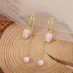 FIMBUL Gold-Plated Floral Drop Earrings-image-91