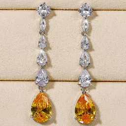Jewels Galaxy Silver-Plated Teardrop Shaped Drop Earrings-picture-46