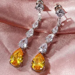 Jewels Galaxy Silver-Plated Teardrop Shaped Drop Earrings-picture-29