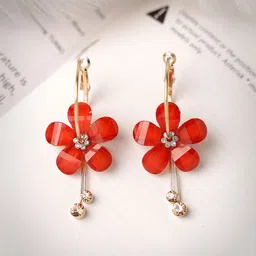 Scintillare By Sukkhi Gold-Plated Crystals Studded Floral Hoop Earrings image 1