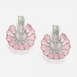 DressBerry Rhodium-Plated Floral Drop Earrings-picture-28
