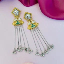 Sangria Silver-Plated Stones Studded Classic Drop Earrings-picture-37