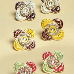 OOMPH Set Of 3 Floral Studs Earrings-picture-22