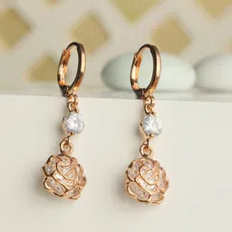 Priyaasi Rose Gold Floral Drop Earrings-picture-24