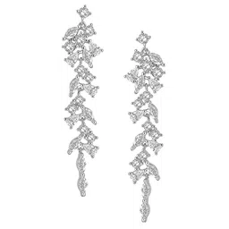 Peora Silver-Plated Cubic Zirconia Studded Contemporary Drop Earrings-picture-52