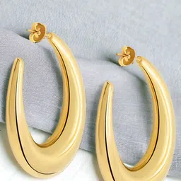 Okos Gold-Plated Contemporary Half Hoop Earrings-image-22