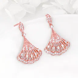 GIVA 925 Sterling Silver Rose Gold-Plated Zircon Studded Contemporary Drop Earrings-picture-37