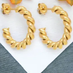 Okos Gold-Plated Contemporary Drop Earrings-picture-37