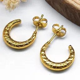 VIEN Gold-Plated Contemporary Half Hoop Earrings-image-66