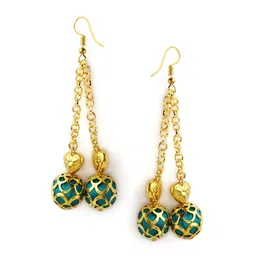 AKSHARA Green Handcrafted Contemporary Drop Earrings-picture-37