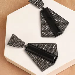 SOHI Gold-Plated Contemporary Drop Earrings image 2