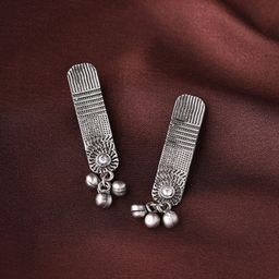 Priyaasi Silver Plated Oxidised Contemporary Drop Earrings-picture-42