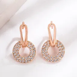 MYKI Rose Gold Plated Contemporary Drop Earrings-image-5