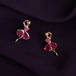 ZINU Rose Gold & Pink Contemporary Drop Earrings-picture-34