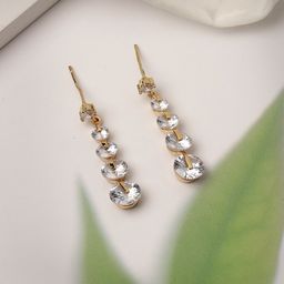Scintillare By Sukkhi Gold-Plated American Diamond-Studded Contemporary Drop Earrings-picture-26