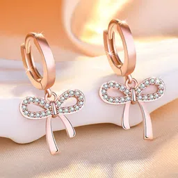 Jewels Galaxy Rose Gold Contemporary Drop Earrings-picture-33