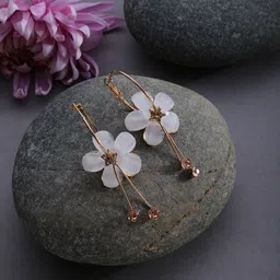 SOHI White & Gold-Plated Contemporary Drop Earrings-picture-19