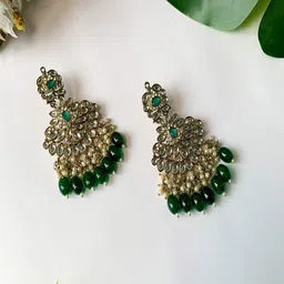 I Jewels Gold Plated Kundan Studded & Beaded Drop Earrings-picture-18