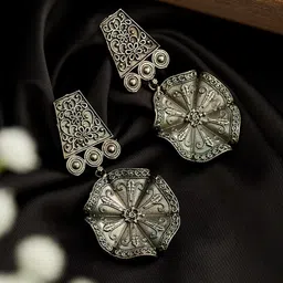 ATIBELLE Silver-Plated Floral Drop Earrings-picture-36