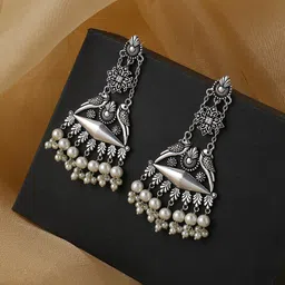 kashwini Silver-Plated Contemporary Drop Earrings-picture-20