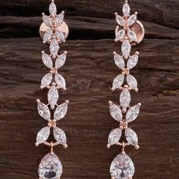 Kushal's Fashion Jewellery Rose Gold-Plated Zircon Studded Drop Earrings-picture-25