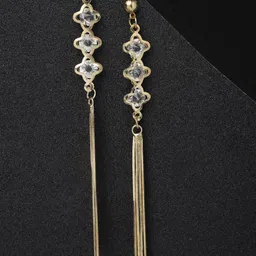VOGUE PANASH Gold-Plated Stone Studded Contemporary Drop Earrings-picture-19
