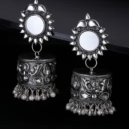 Yellow Chimes Brass-Plated Mirror Contemporary Drop Earrings-picture-10
