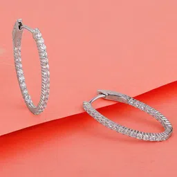 GIVA Rhodium-Plated 925 Sterling Silver Oval Hoop Earrings-picture-45