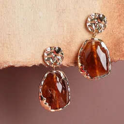 SOHI Gold-Plated Contemporary Drop Earrings image 1