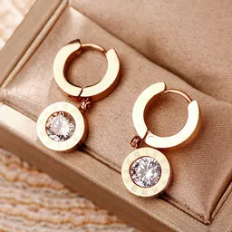 Jewels Galaxy Rose Gold Contemporary Hoop Earrings-picture-17