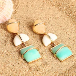 SOHI Gold-Plated Contemporary Drop Earrings image 1