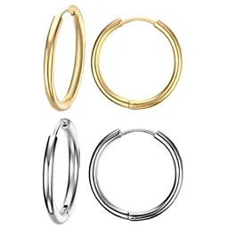 KARISHMA KREATIONS Set Of 2 Gold-Plated Contemporary Hoop Earrings-picture-39