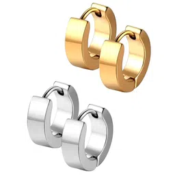 KARISHMA KREATIONS Men Set of 2 Stainless Steel Hoop Earrings-picture-52
