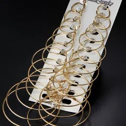 DressBerry Set Of 12 Gold-Plated Contemporary Hoop Earrings-picture-20